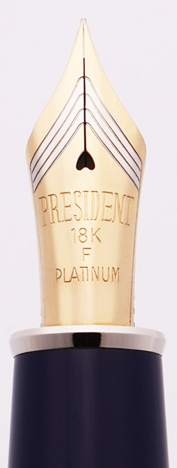 Platinum President Fountain Pen - Dark Blue w Rhodium Trim, C/C